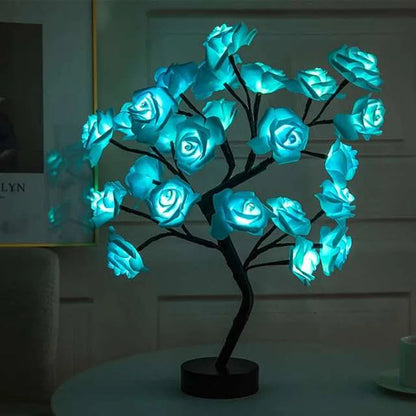 24 LED Rose Tree Lights USB Plug Table Lamp Fairy Flower Night Light For Home Party Christmas Wedding Bedroom Decoration Gift Trendy Home
