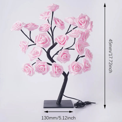 24 LED Rose Tree Lights USB Plug Table Lamp Fairy Flower Night Light For Home Party Christmas Wedding Bedroom Decoration Gift Trendy Home